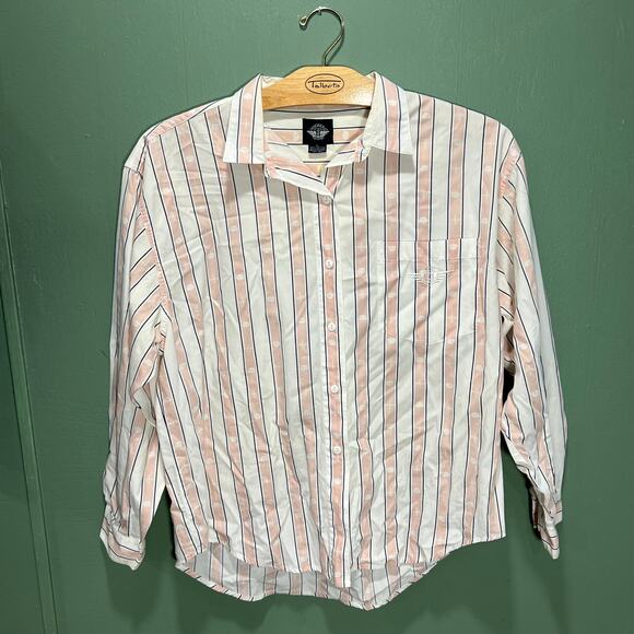 Dockers L Striped Button Down Shirt 100 Cotton Long Sleeve Classic - Picture 3 of 7